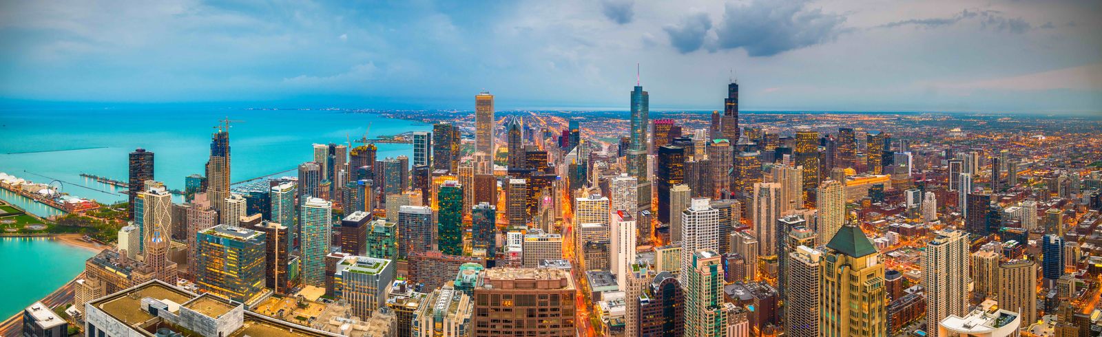 Chicago skyline seen from the northwest suburbs